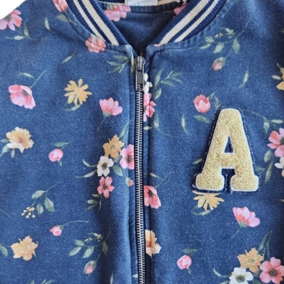 Zara Girls Floral Fleece Cozy Monogrammed Zip Bomber Style Jacket 7 - Picture 4 of 8